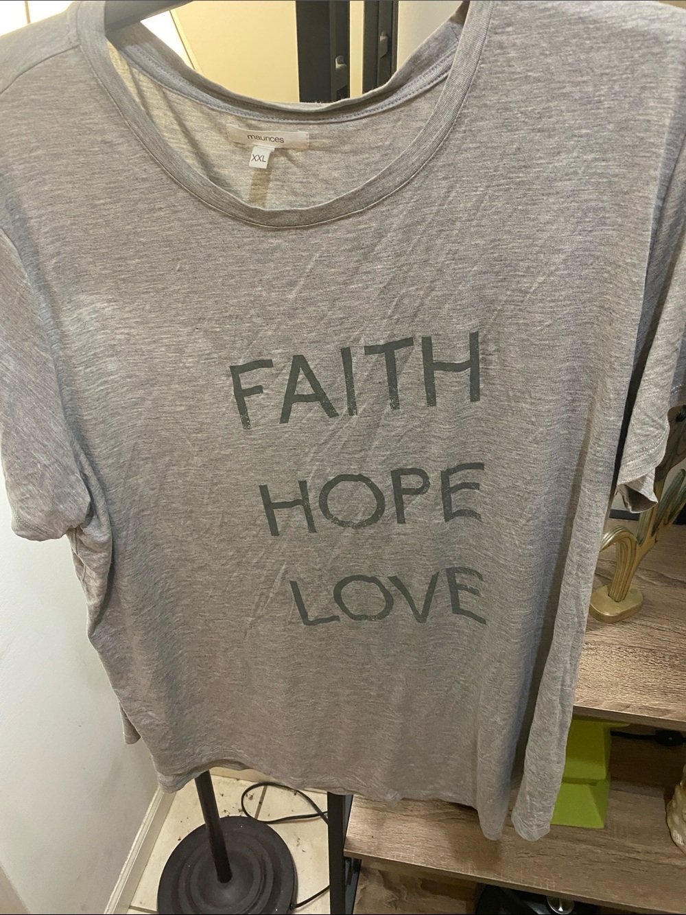 Maurices Gray Short Sleeve Tee with 'Faith Hope Love' Print